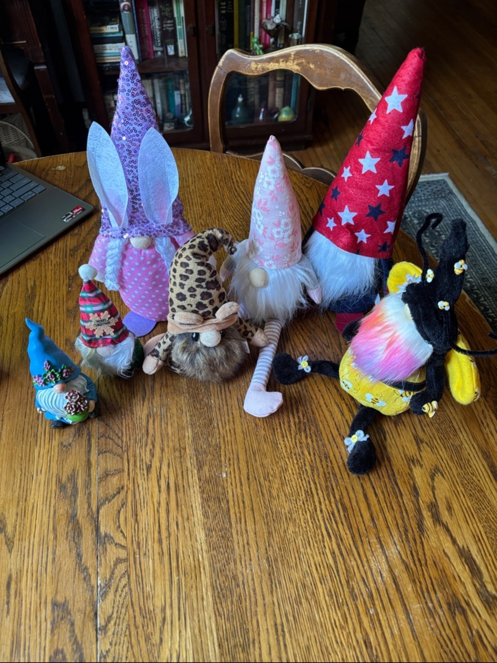 Set of Seven Gnomes - Pink, Red, Yellow, Purple, Leopard
